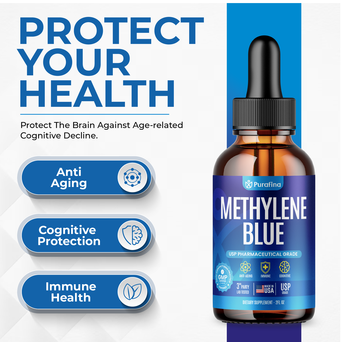 Methylene Blue Pharmaceutical Grade - Lab Tested 99.99% - Increased Absorption, Blue Methylene Supplement - No Formaldehyde - Made in USA