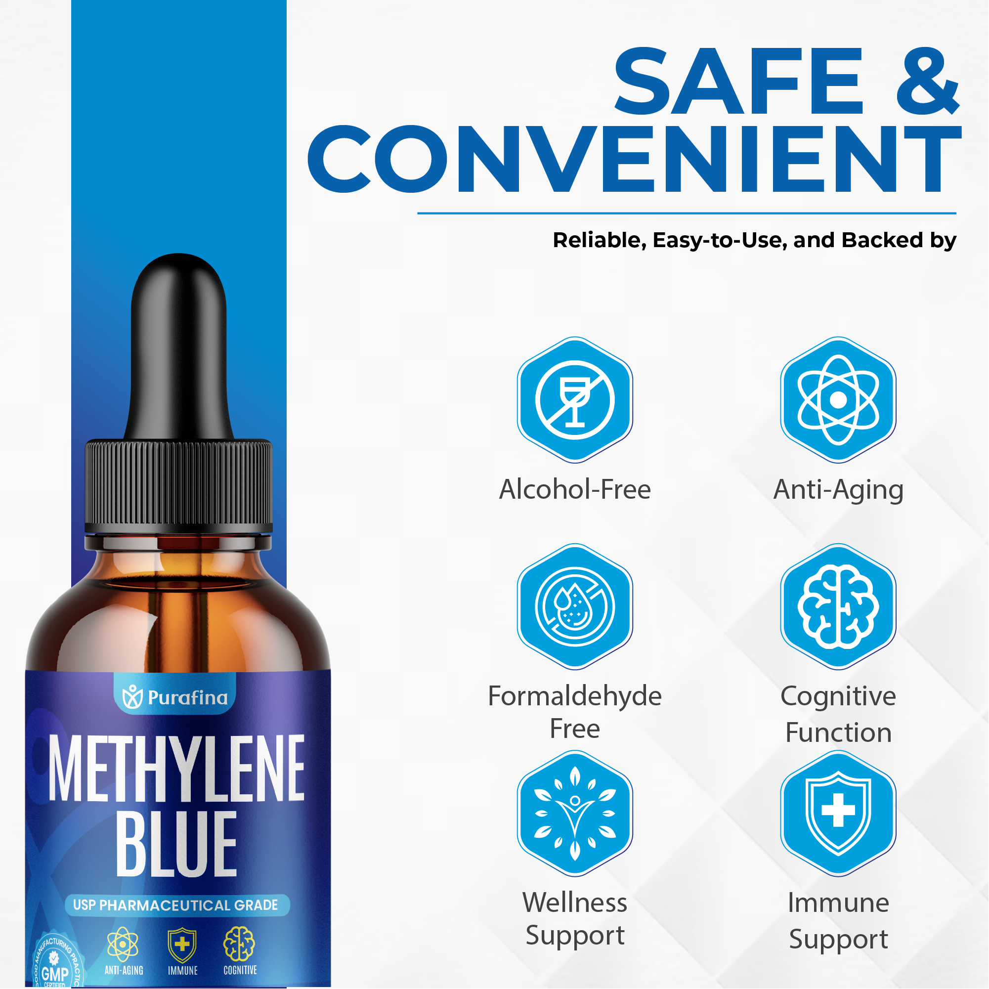 Methylene Blue Pharmaceutical Grade - Lab Tested 99.99% - Increased Absorption, Blue Methylene Supplement - No Formaldehyde - Made in USA